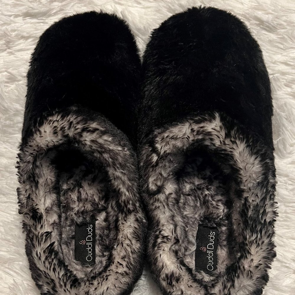 Cuddi Duds Frosted Faux Fur slip on clog Size Large